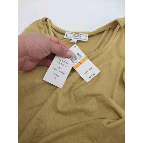 Hippie Rose Criss-Cross T-Shirt Juniors Size S Bold Green Short Sleeve Pullover - Picture 10 of 11